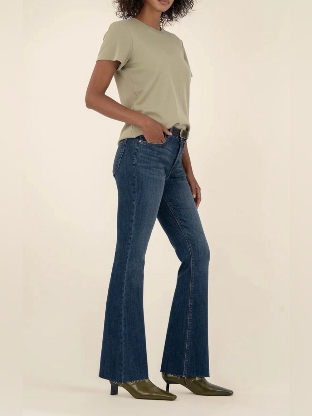 Favorite Daughter Valentina Flare Jeans Woodside Super High Rise Raw Hem 30